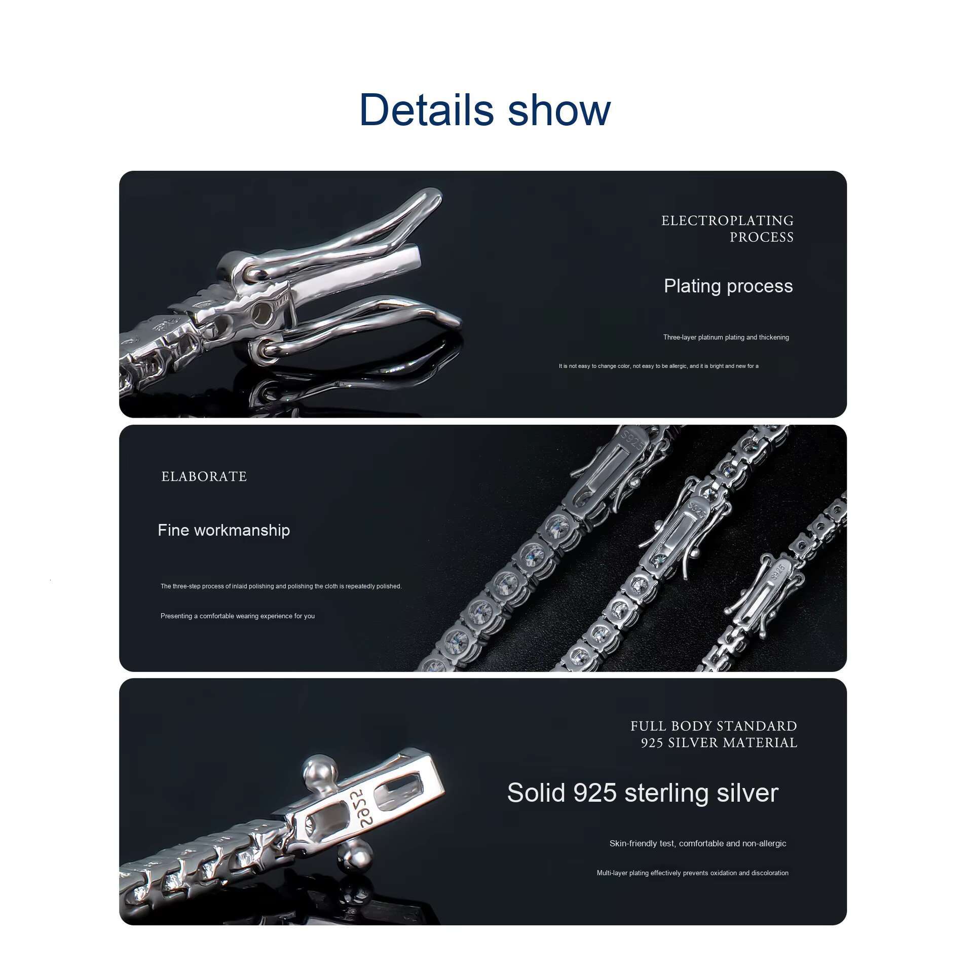 925 Sterling Silver Classic Women Men Blue Green 3mm Colorful Moissanite Tennis Bracelet