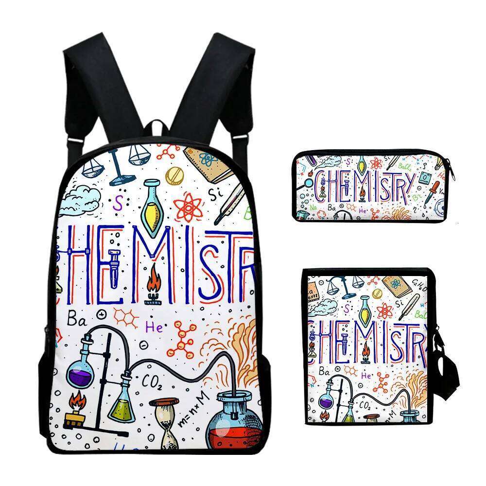 Fashion Science physical chemistry Formula 3D 3pcs/Set School Bags Laptop Daypack Backpack Inclined shoulder bag Pencil Case