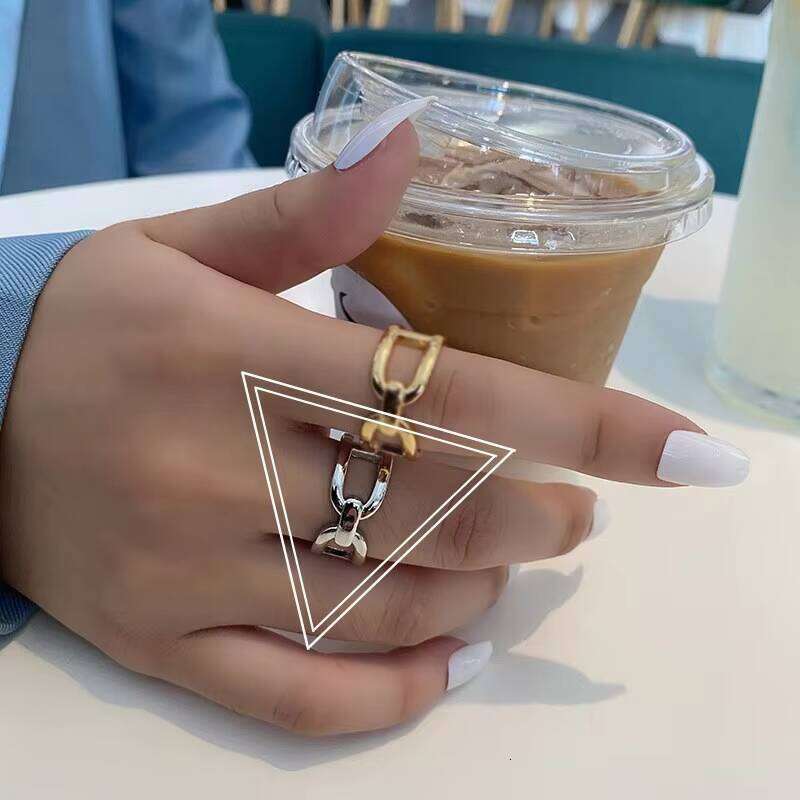 DHCollections Geometric Gold Stainless Steel Ring - Adjustable Open Cuff Minimalist Finger Ring for Women & Men (Trendy 2025 Spring Collection)