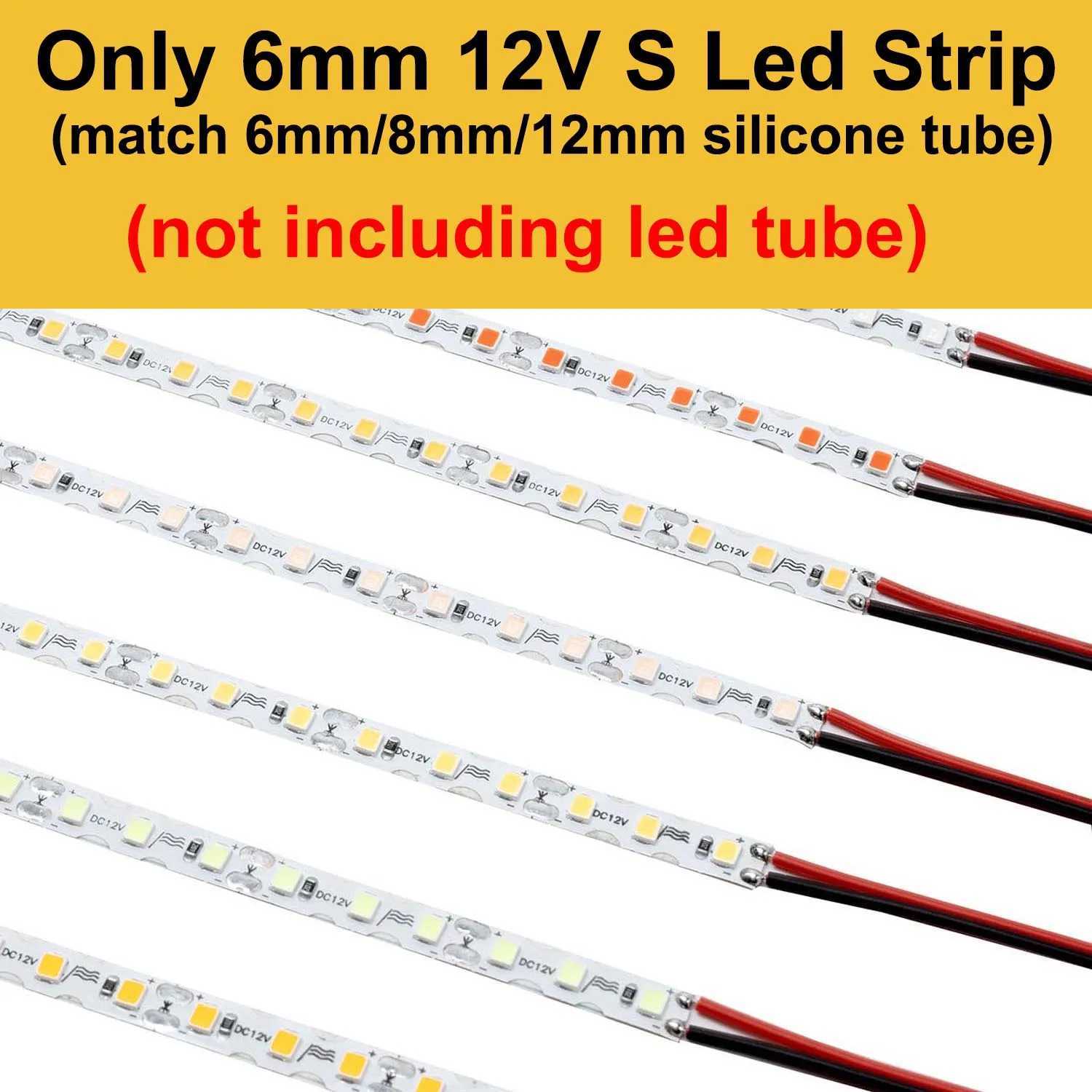 DC12V S Shape LED Strip 6mm Width Bendable 2835SMD 120LED/m Flexible Foldable String Light DIY Neon Sign Letter 12Color 1m-100m W250701