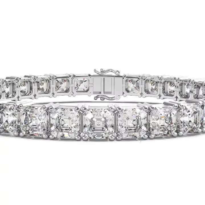 925 Sterling Silver Trendy Jewelry Iced Out Bling Asscher Cut Moissanite Tennis Bracelet