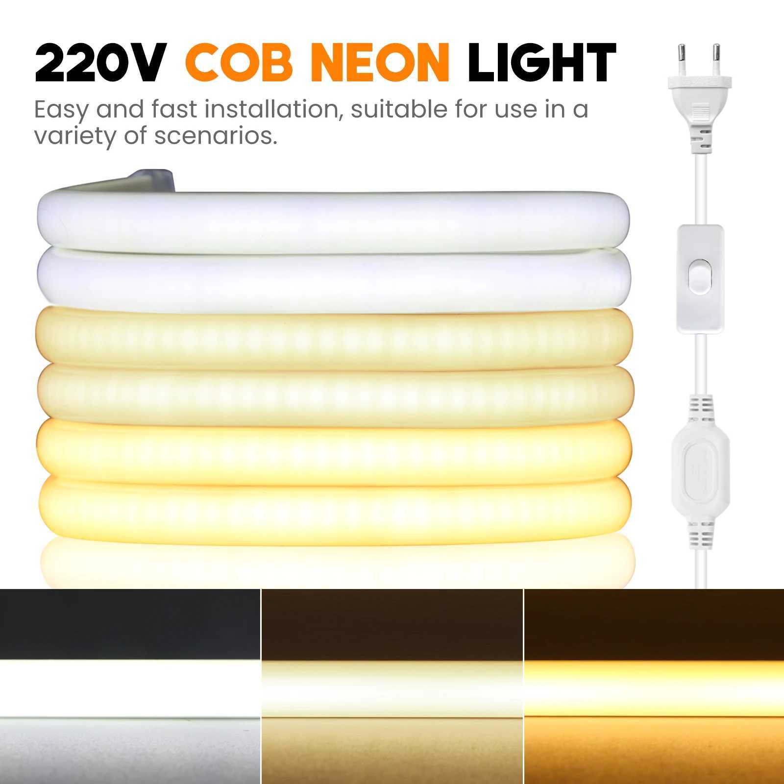 220V COB LED Strip Light 20M 40M 288LEDs/m Flexible Outdoor IP67 Waterproof CRI RA90 FOB Tape Lamp For Bedroom Kitchen Lighting W250701