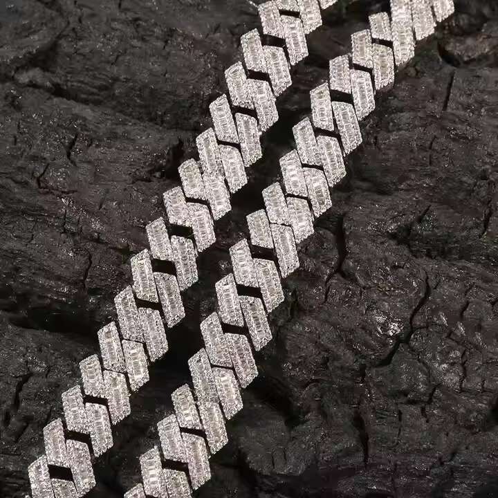 925 Silver Iced Out 12mm Cuban Link Chain Necklace Miami Chain Mossonite Diamond For Women Man Jewelry