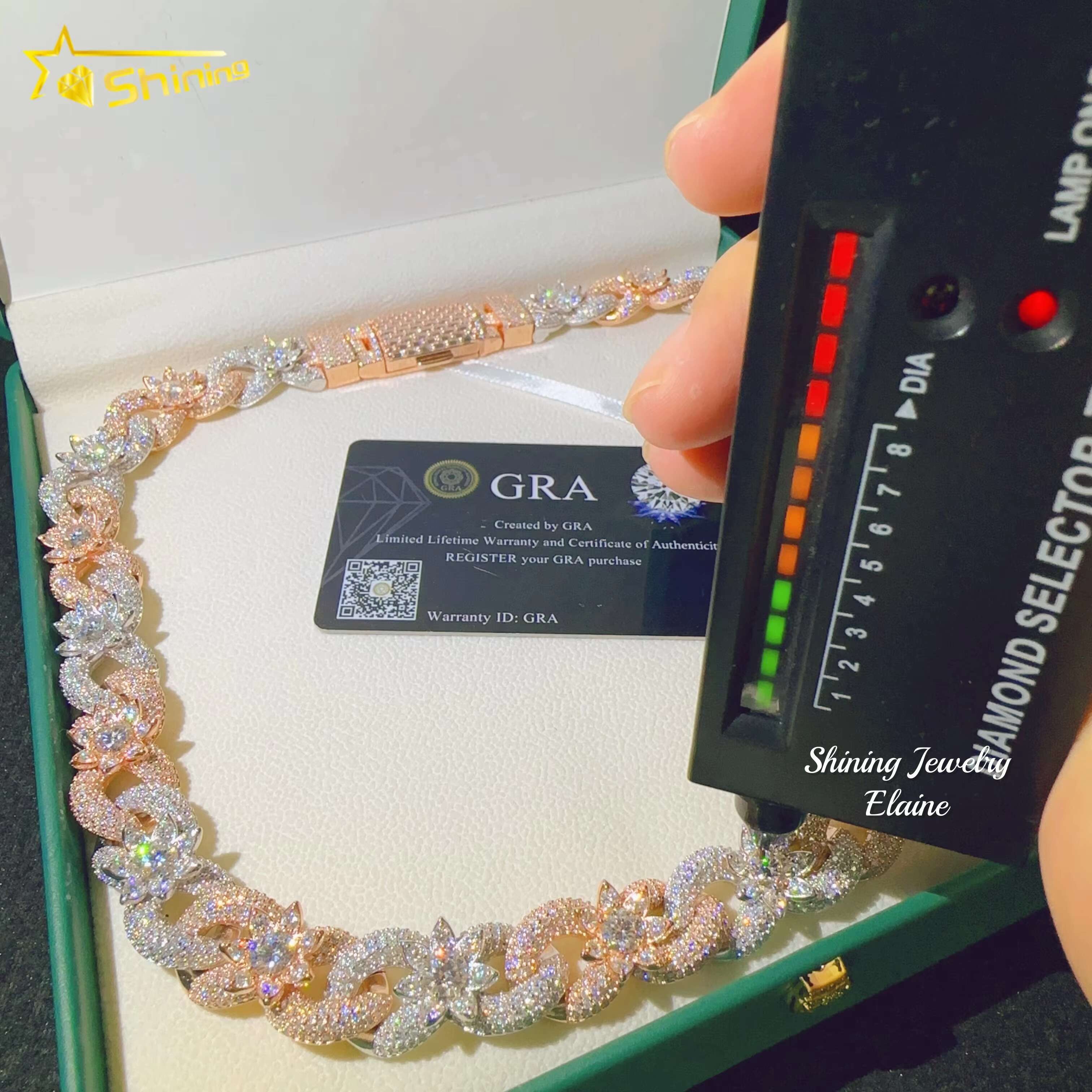 Pass Diamond Tester 15mm Necklace VVS Moissanite 925 Sterling Silver Hip Hop Diamond Miami Cuban Link Chain