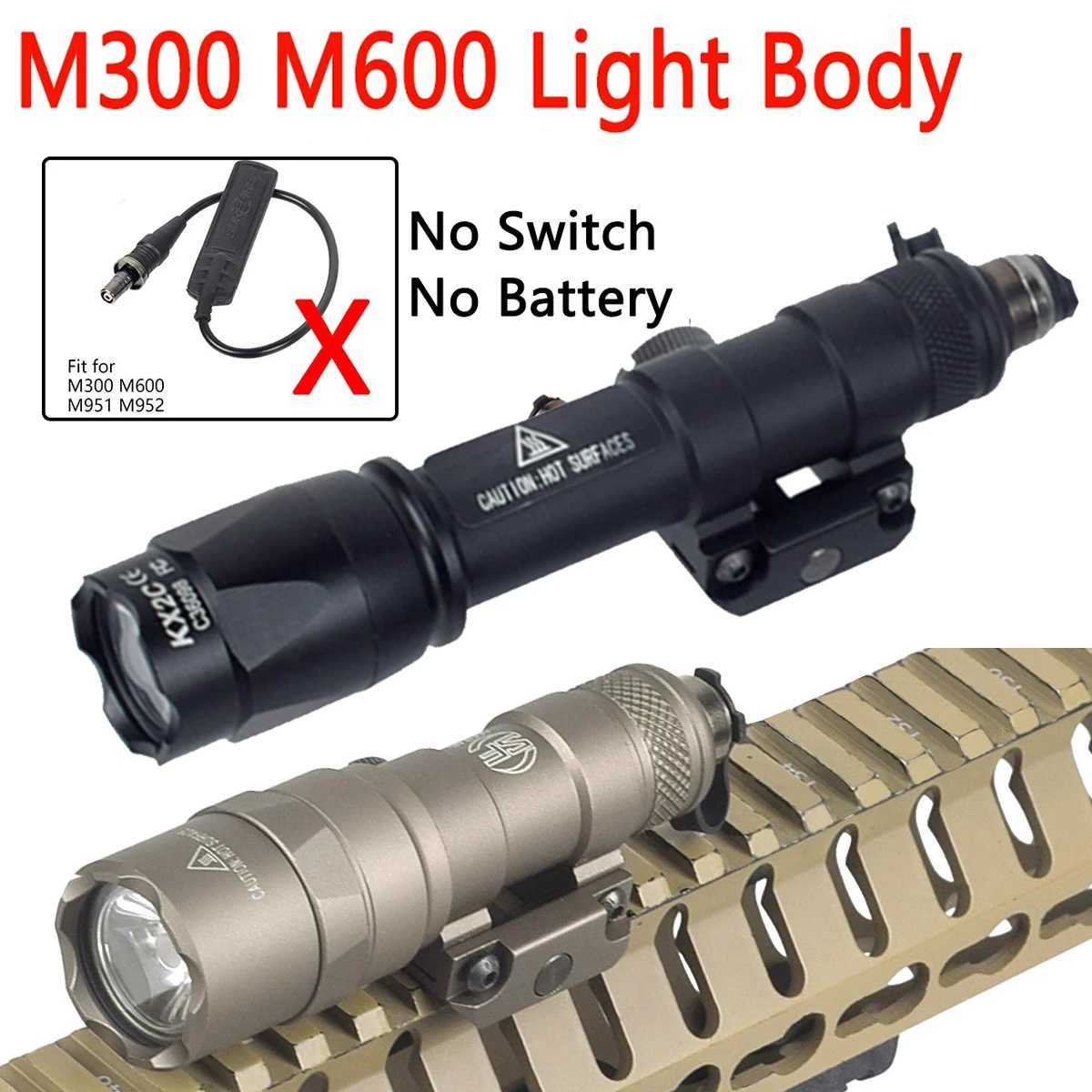 M600 M300 Tactical Surefire LED Flashlight Only Body No Switch Weapon Scout Light Fit 20mm Rail Hunting Airsoft Outdoor Hunting XJ250701