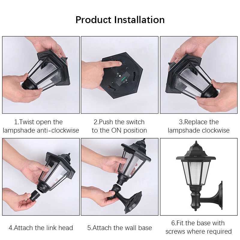 Retro Solar Wall Lights Outdoor Hexagonal Lamp IP65 Waterproof Fence Light LED Landscape Lighting for Courtyard Garden Decoration XJ250624
