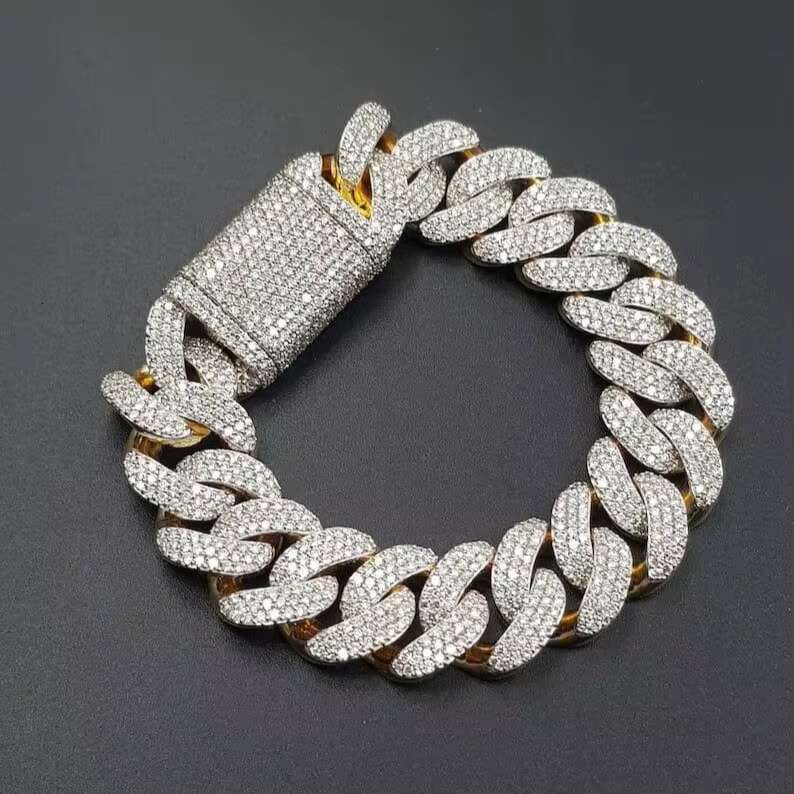 18 MM Iced Out Cuban Bracelet 14K White Gold Plated Hip Hop Style VVS Moissanite Fast Shipping for Men and Women