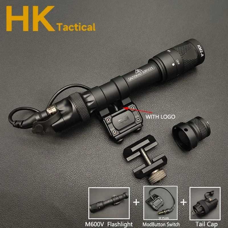 Tactical Scout Light M300V M600V LED White Strobe Flashlight Remote Pressure Switch for Hunting Rifle Fit 20MM Picatinny Rail XJ250701