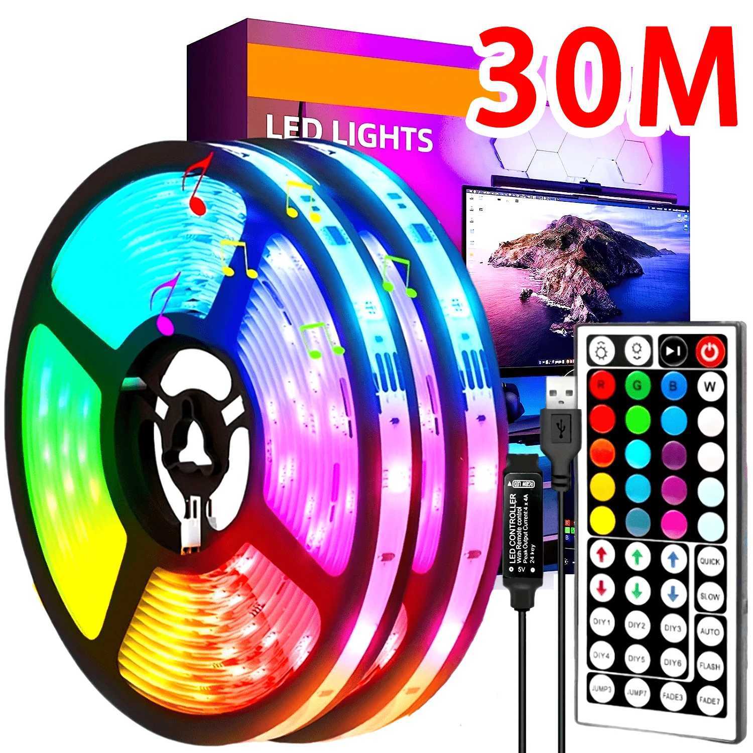 USB LED Strip Light APP Control IR Bluetooth Tape RGB IR Bedroom Living Room Self-adhesive TV Backlight Remote Lamp Diode Lights W250701