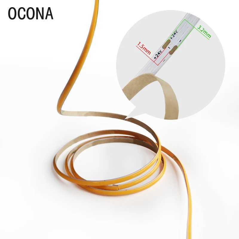 4mm Narrow COB LED Strip Lights for Car Wall Room Decoration 12V 24V 480LED Warm Cool White Tape Light Bar 5000K Ribbon Dimmable W250701