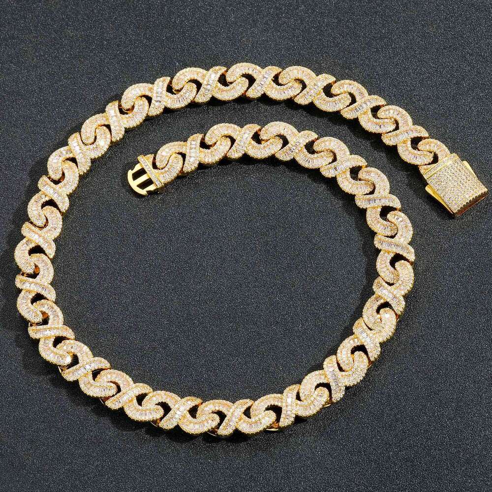 Figure 8 T Square 12mm Infinite Inlaid with Zircon Cuban Chain Hip Hop Personality Street Necklace 8621