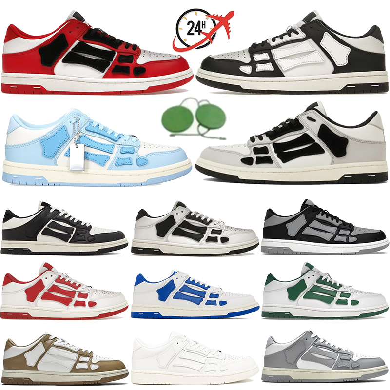 Designer Luxury Bone Casual Low Shoes Mens Womens Leather Sneakers Skeleton Blue Red White Black Green Gray Men Women Outdoor Training Shoes Trendy Sneaker