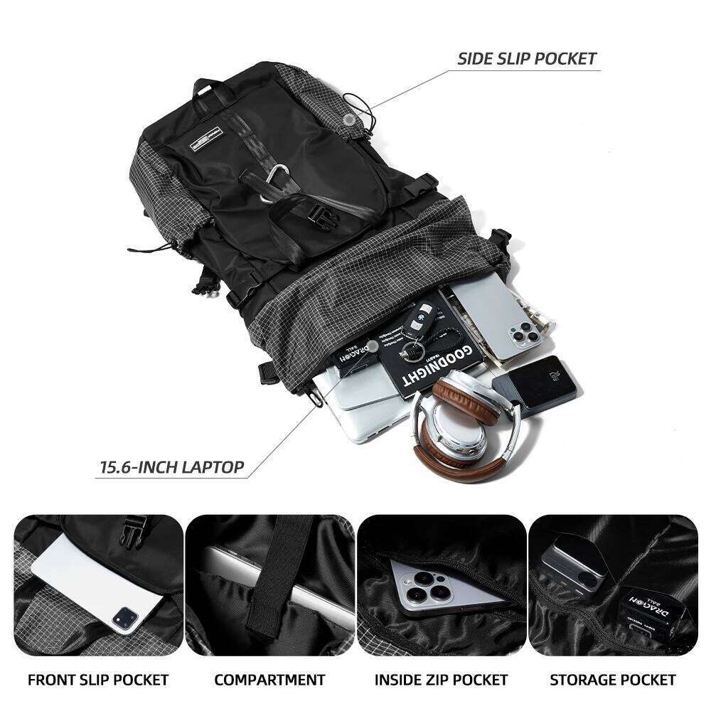 Men's Roll Top Travel Expandable Large Capacity Backpack Waterproof Outdoor Motorcycle Riding Hike Sports Bags