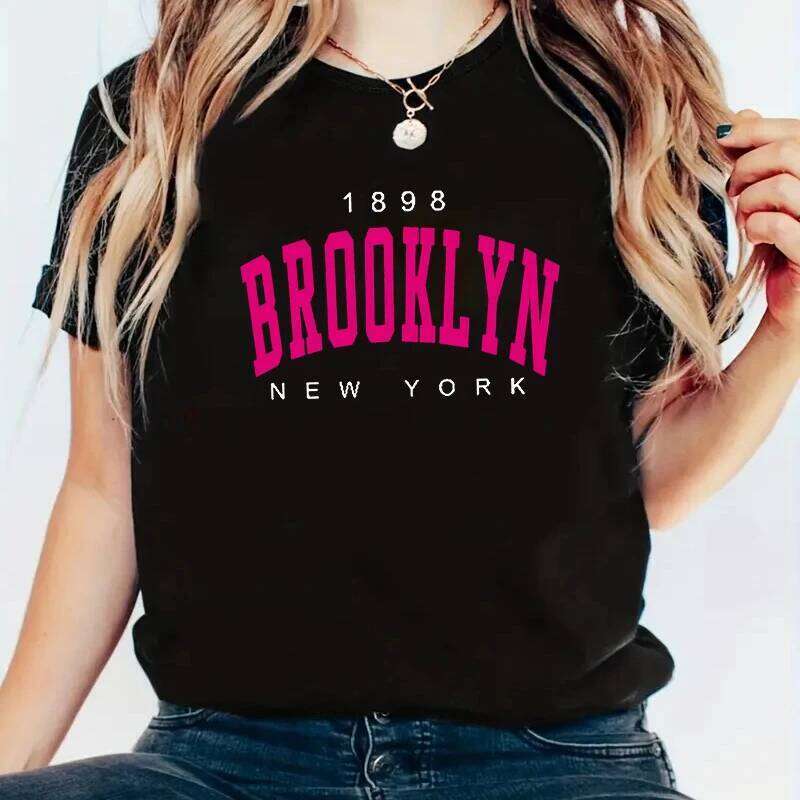 hoodie Wear Summer Women T Shirt 1898 Brooklyn New York Print Short Sleeve T-Shirts Warm Casual Streetwear Hip Hop Y2k Clothes Tops jacket