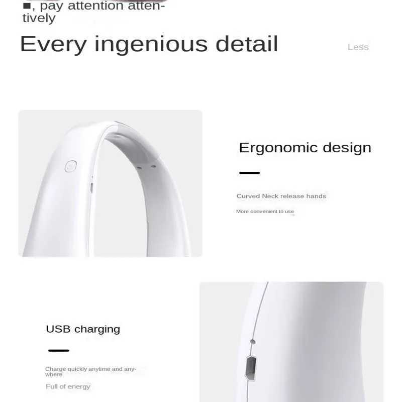 Hanging Neck Fan Convenient Small Fan Can Be Freely Adjusted Mini Small USB Charging Leafless Large Wind Hanging Neck Outdoors T250702