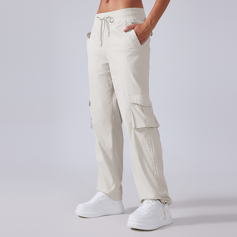 Outdoor Womens Mid Rise Dance Studio Cargo Pant Loose Workout Women Casual Gym Yoga Long Wide Leg Pants Drawstring Running Sports Trousers