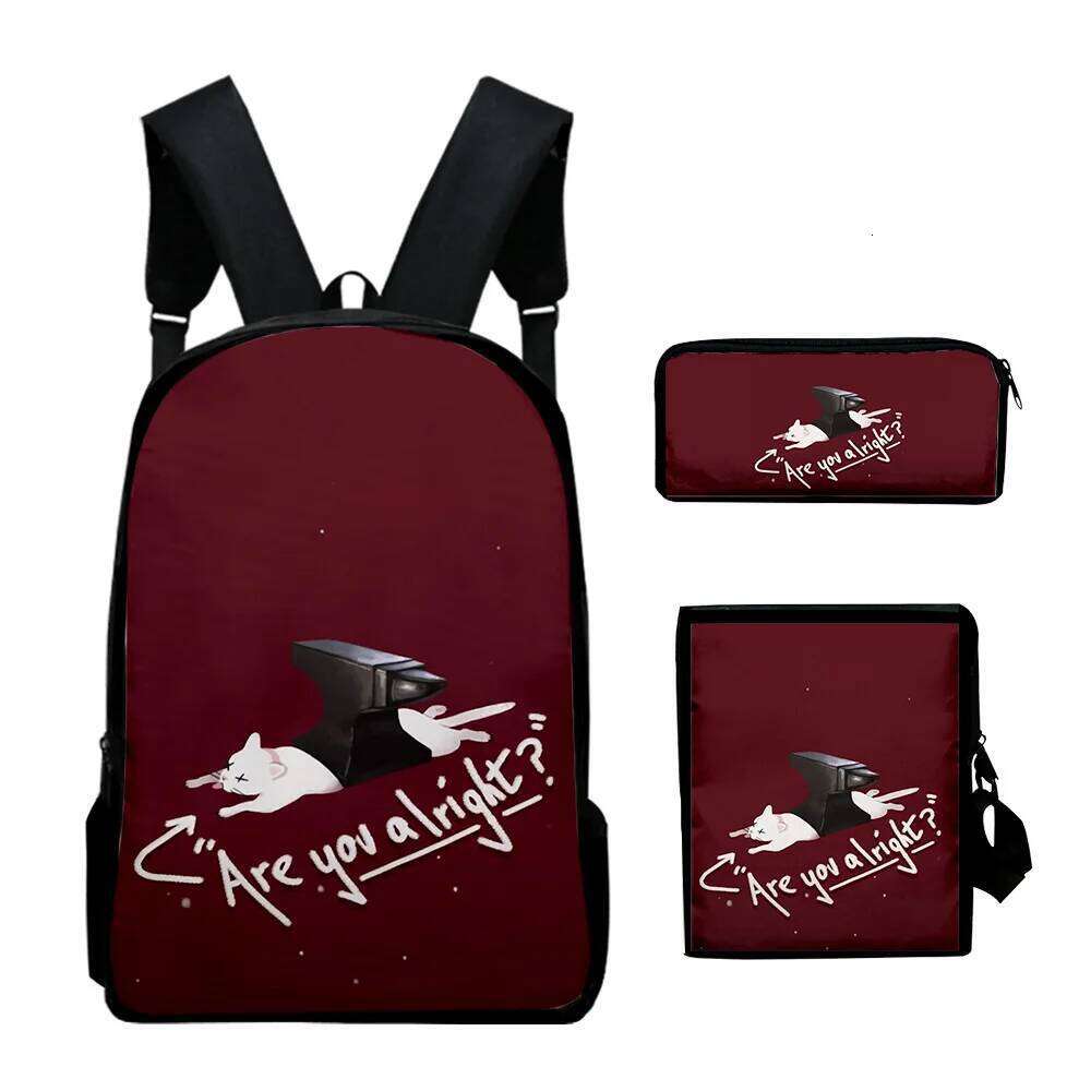 wilbur soot lovejoy 3D Print 3pcs/Set pupil School Bags Laptop Daypack Backpack Inclined shoulder bags Pencil Case