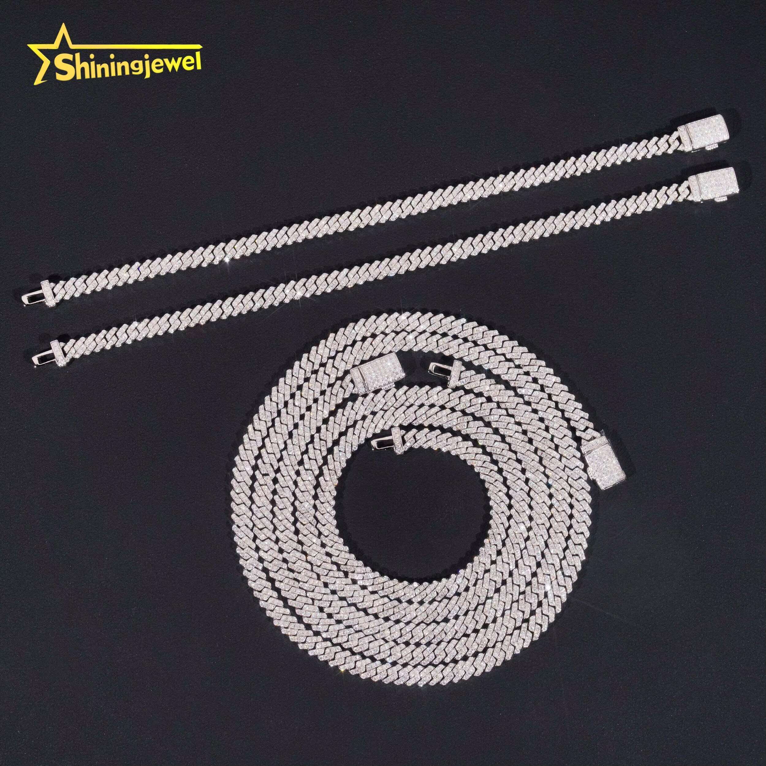 Hip Hop Necklace 5mm Iced Out Moissanite Cuban Link Chain S925 Gold Plated Pass Diamond Test VVS Moissanite Diamond Chain