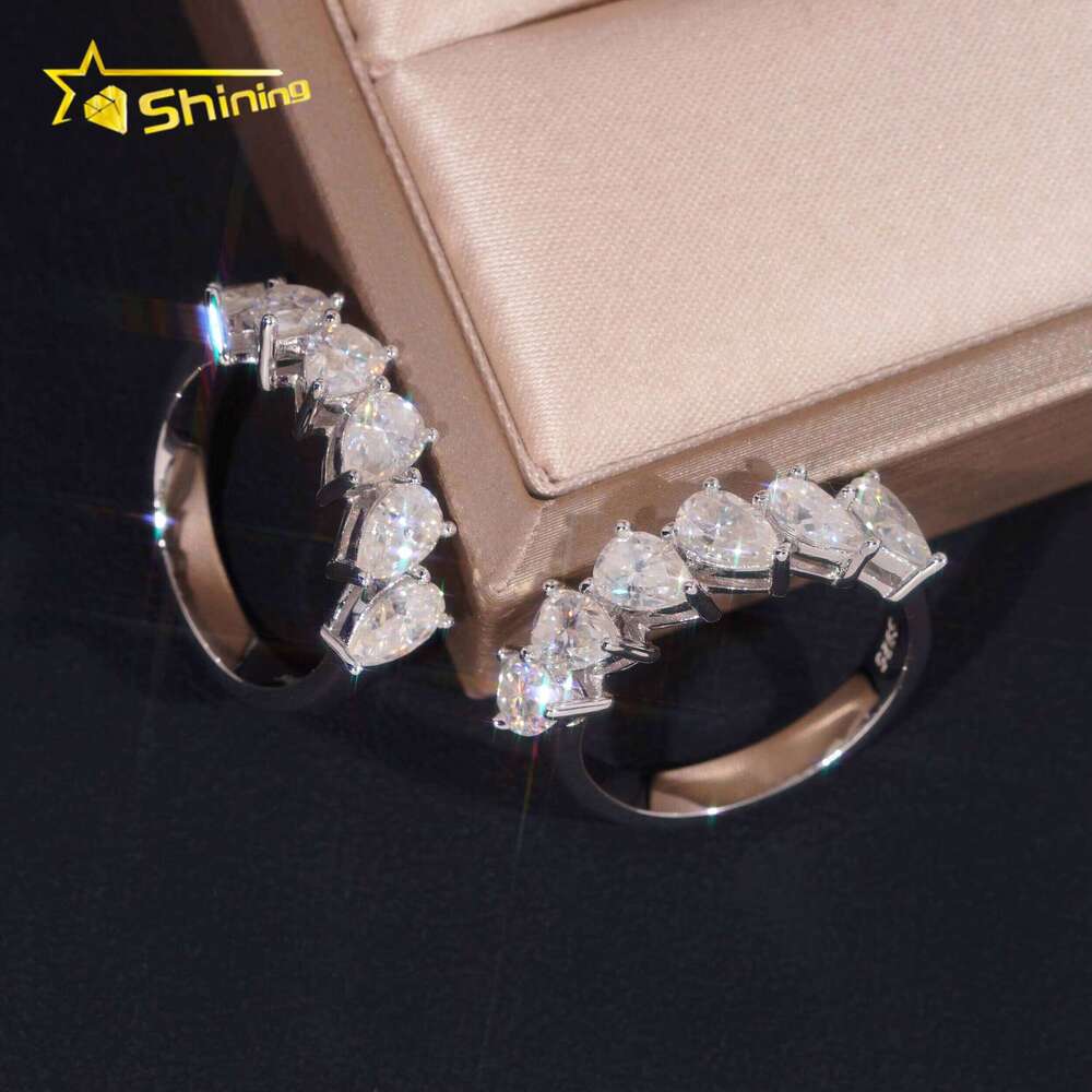 Fast Shipping Price Sterling Silver Half Eternal Pear 4 * 6mm VVS Silicon Stone Ring