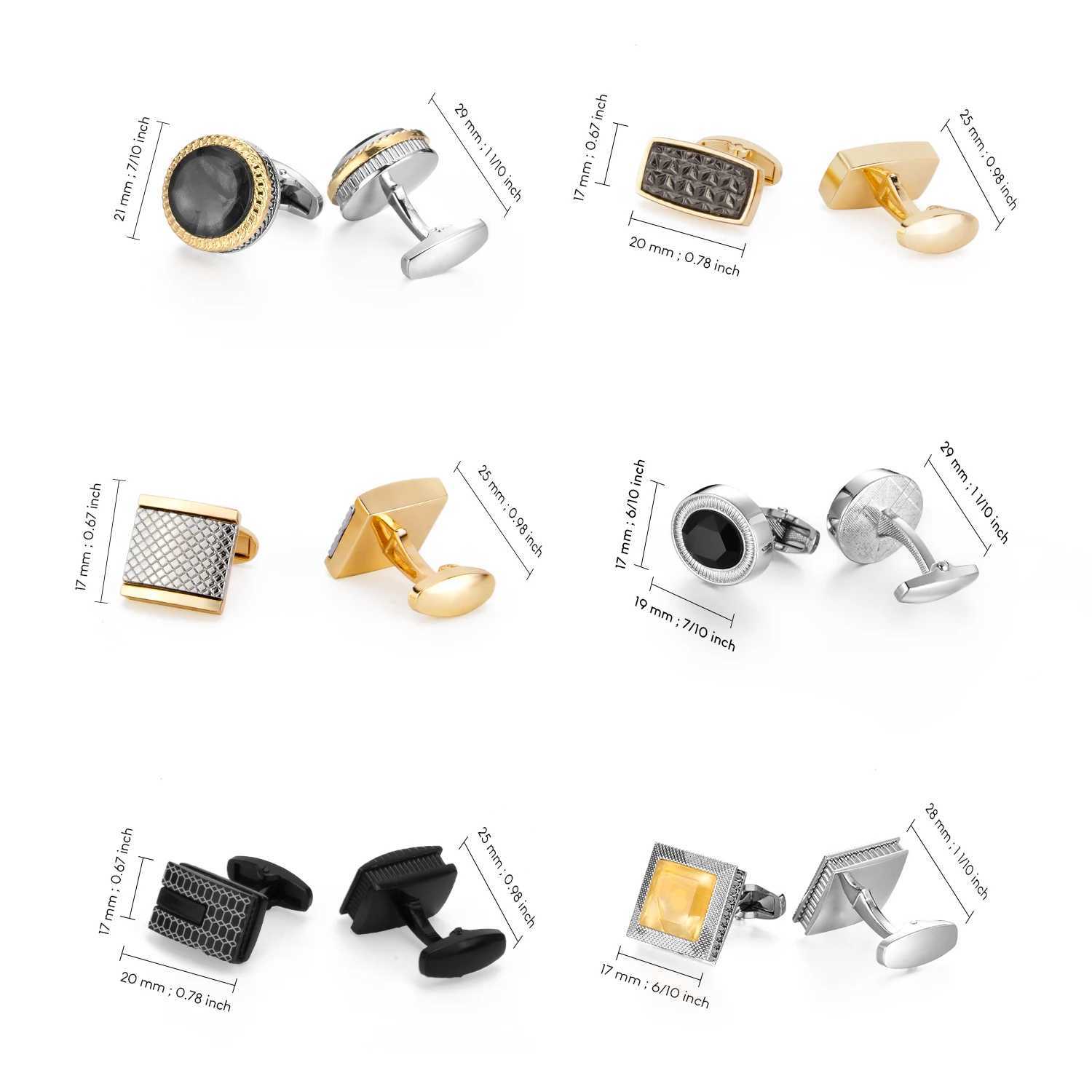 Luxury Cufflinks for Men Shirt French Cufflinks For Mens Wedding Sleeve Button Square Cuff Button Men Cuff-link Tie Clip Gold-plated XJ250614