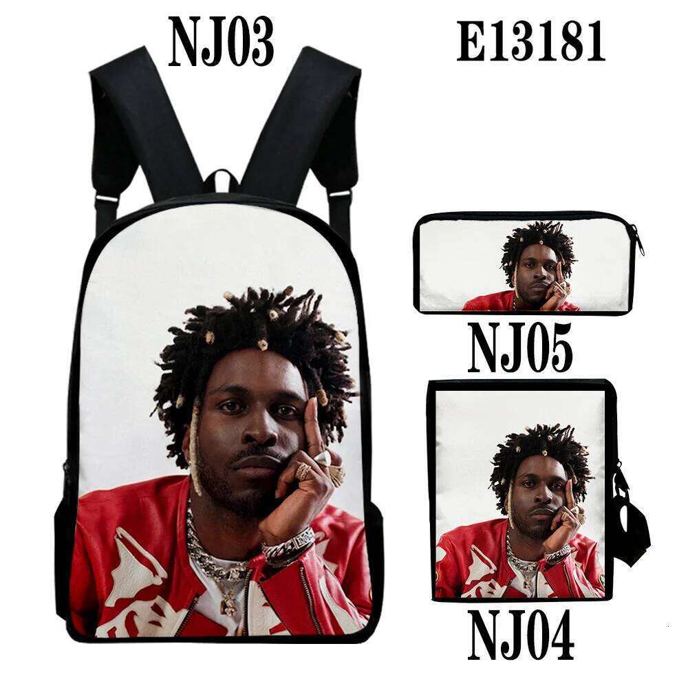 Novelty Peculiar SAINt JHN 3D Print 3pcs/Set pupil School Bags Laptop Daypack Backpack Inclined shoulder bag Pencil Case