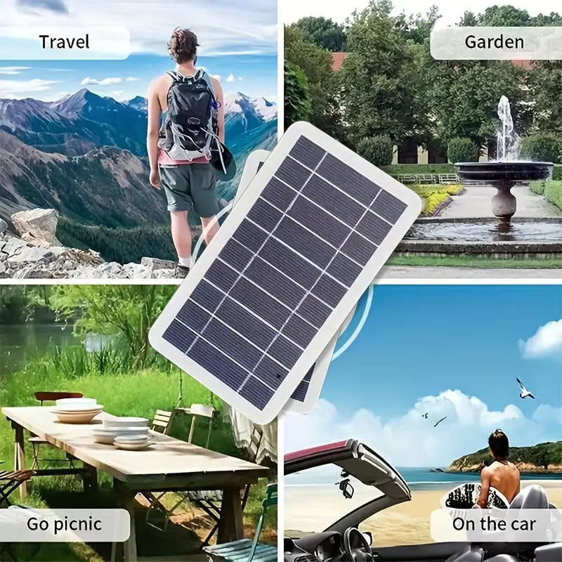 Solar Panel USB Charger 2W 5V Mini Portable Outdoor Battery Mobile Phone Charging Power Bank For Hiking Camping Hiking Outdoor Backpack Emergency Gene