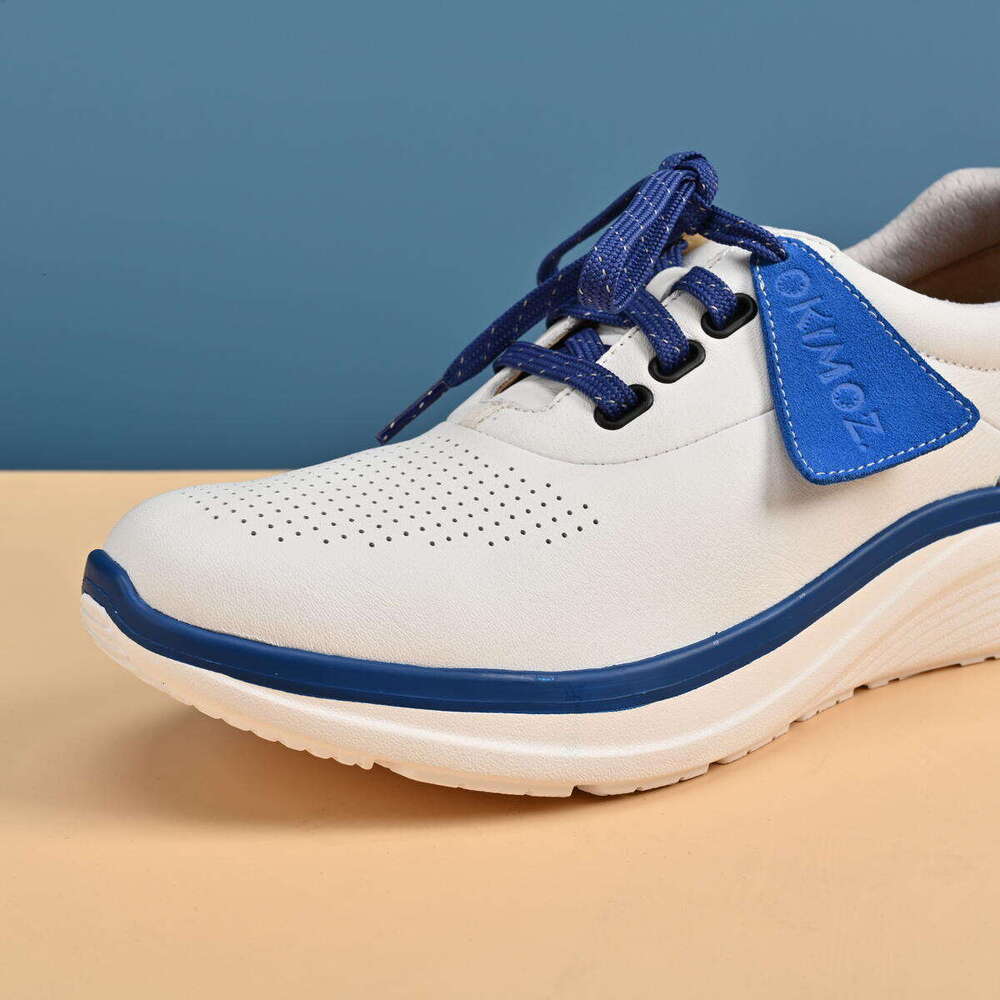 Stylish Blue and White Casual Sports Shoes with Functional Insoles - Comfortable Breathable Low-Top Design by Okimoz