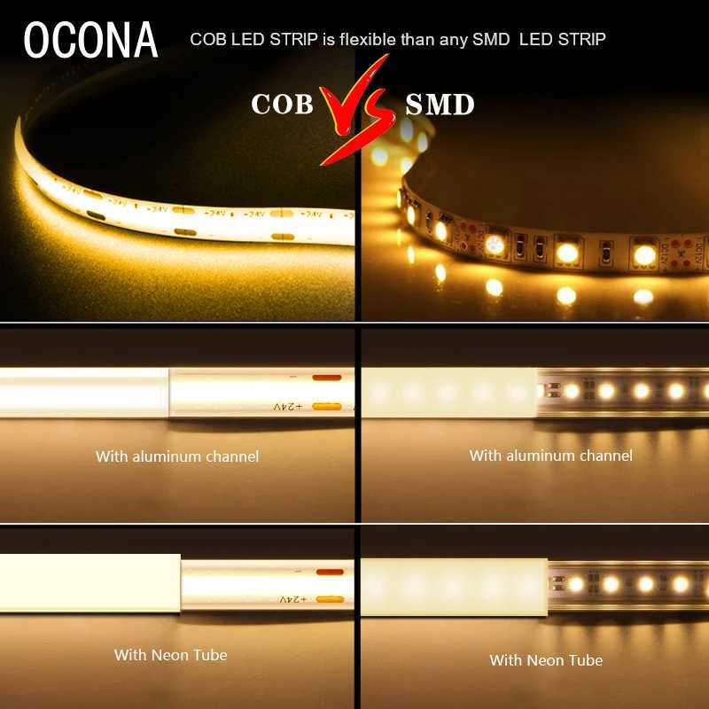 High Brightness COB LED Strip Lights Uniform Cool White Linear Tape Working Light 10mm 5000K Dimmable 12V/24V CRI90 Top Quality W250701