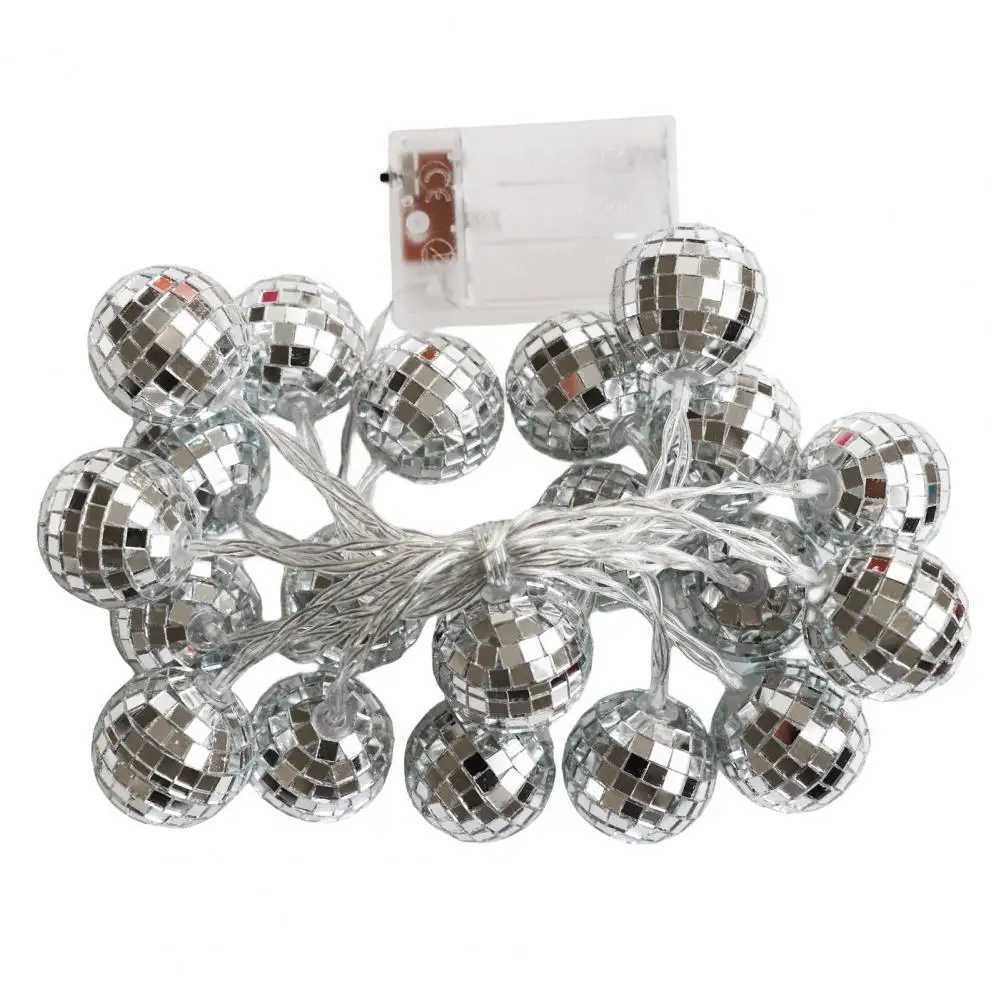 LED Disco Ball String Light Christmas Tree Decorations Battery Operated Mirror LED Ball Lights Party Favors for Holiday Decor W250701