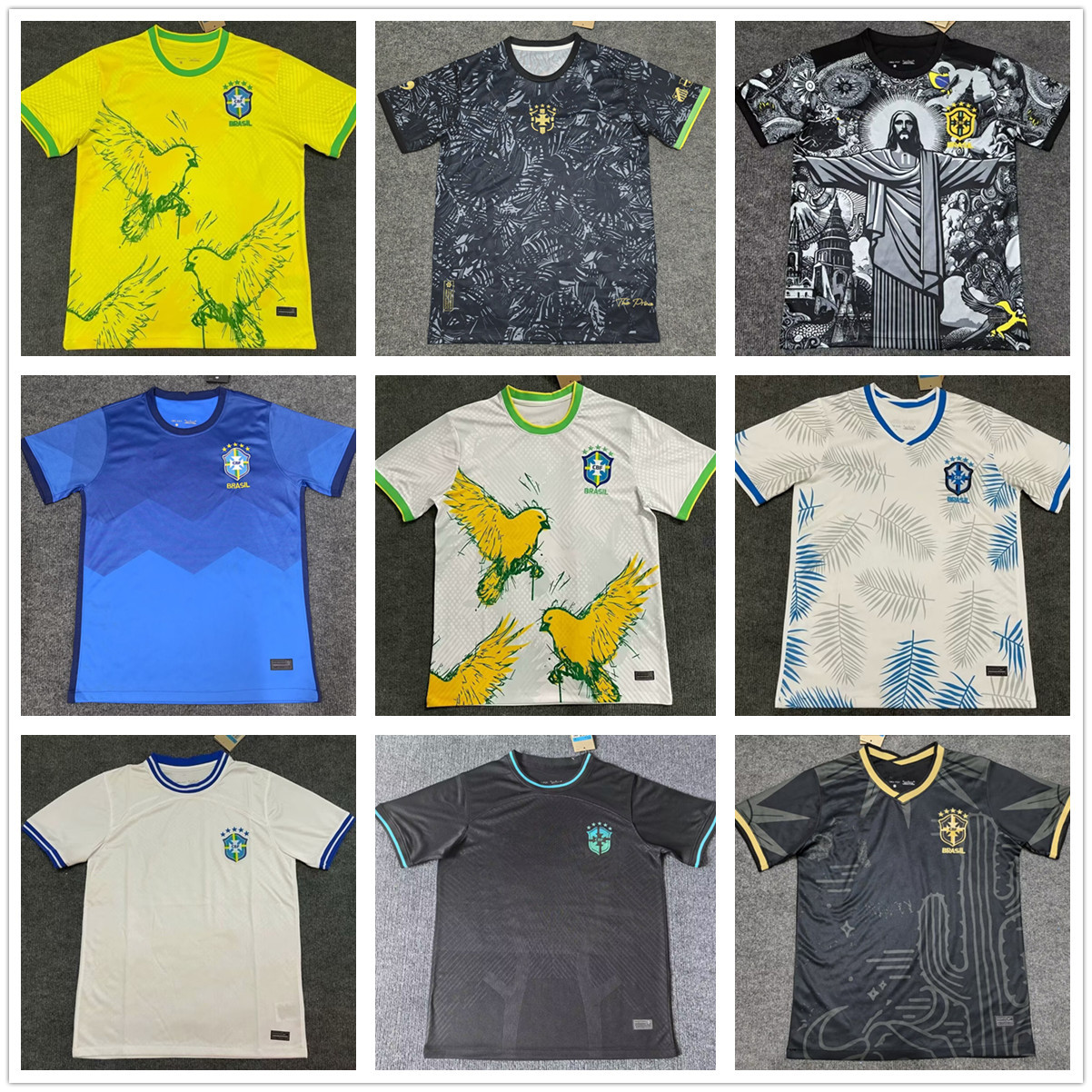 Designer T shirt Breathable Summer Football Training Top Brazil Special Edition Jesus Black Grey Football Adult Outdoor Unisex T shirts