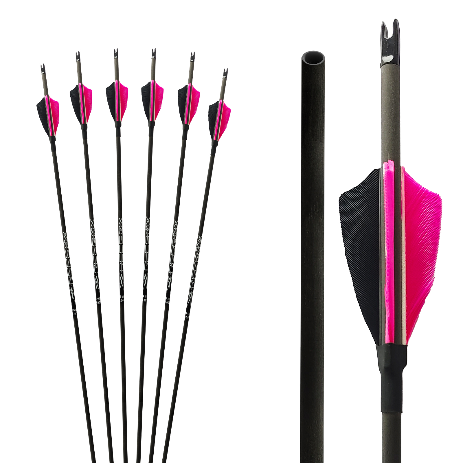 Turkey Feathers Archery Hunting Arrows 31inch 4.2mm Carbon Targeting Arrows for Recurve Bow & Compound Bow Spine 350-1500 Training Arrows (Without Arr