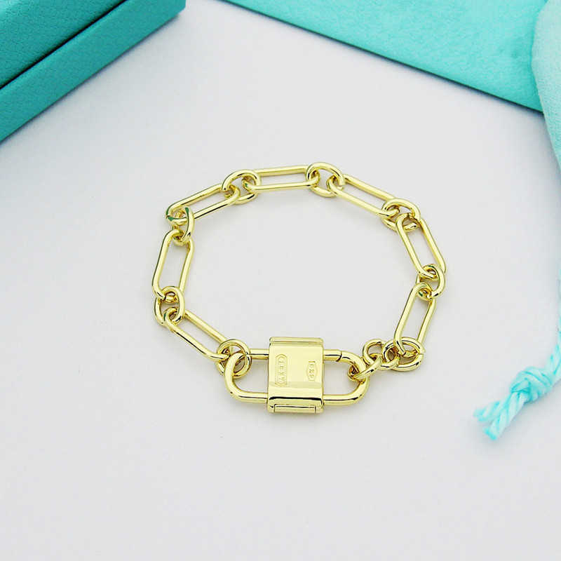 Letter Double Button Lock Head Thick Bracelet Women's Bracelet Classic Lock Head Bracelet Jewelry 250715