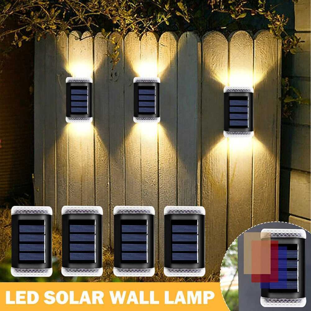 Solar Wall Lamp Outdoor Waterproof LED White Warm Light Waterproof Up And Down Luminous Lighting Yard Garden Decoration Lights XJ250624