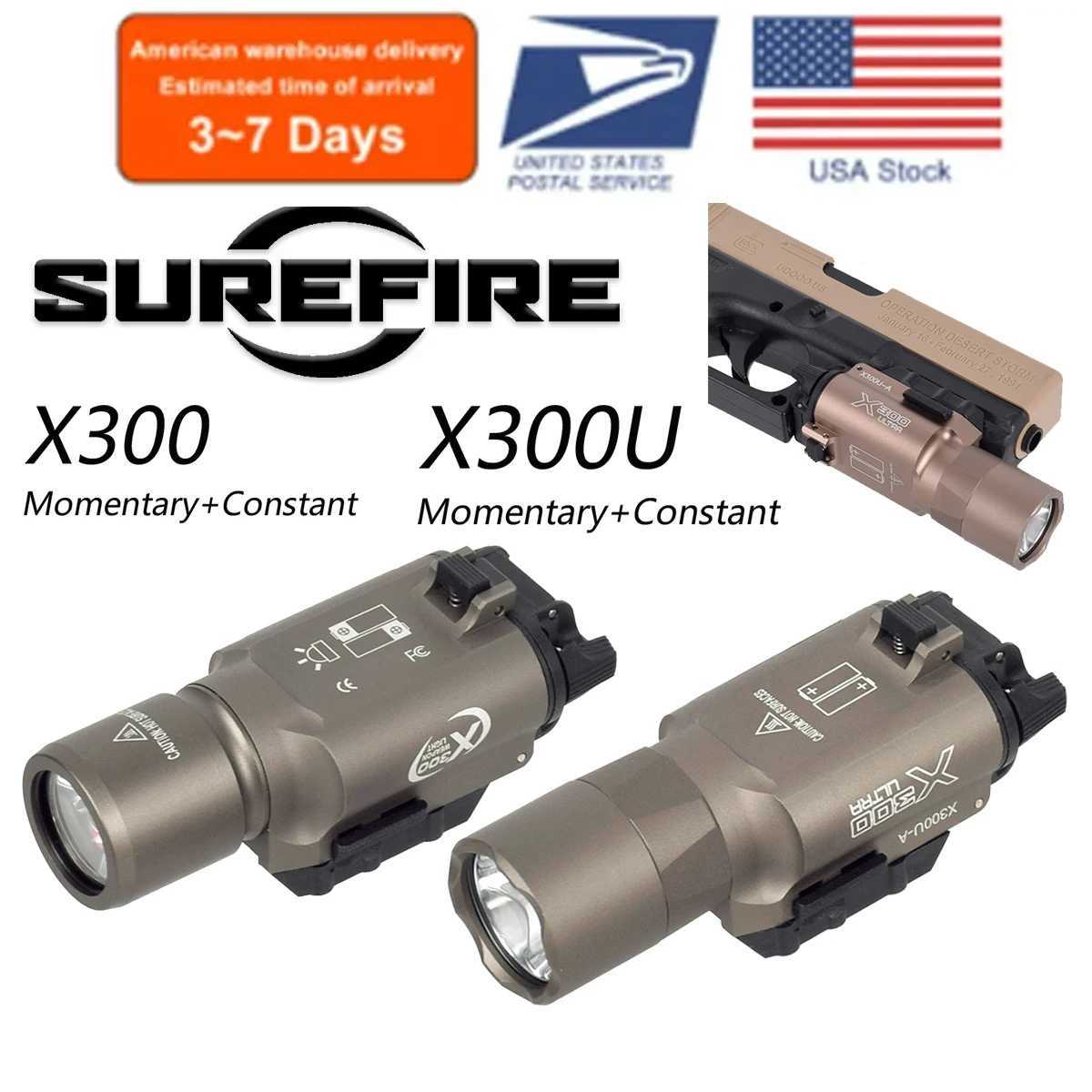 US Warehouse Tactical Surefire X300 Ultra Pistol Gun X300U Handgun SF Scout Flashlight for Glock 17 19 CZ-75 Weapon LightsXJ250701