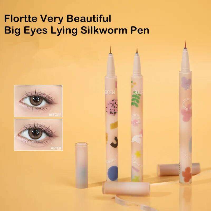 Flortte Lying Silkworm Ultra-fine Eyeliner Pen Waterproof Big Eyes Makeup Liquid Eye Shadow Pencil Smooth Quick-drying Cosmetics X250
