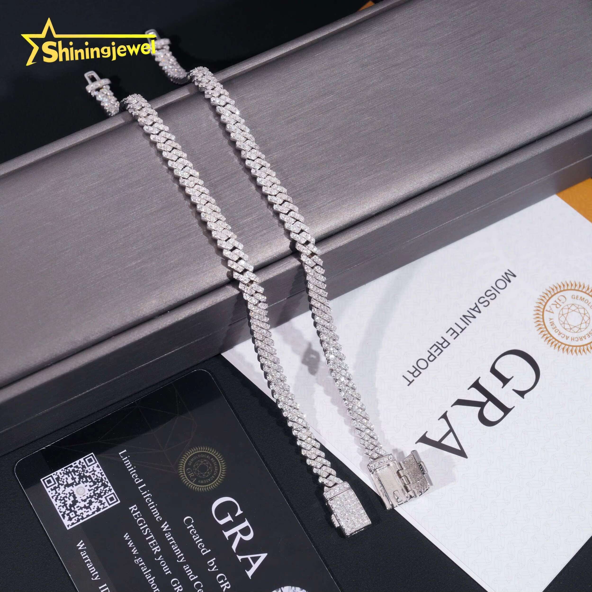 Hip Hop Necklace 5mm Iced Out Moissanite Cuban Link Chain S925 Gold Plated Pass Diamond Test VVS Moissanite Diamond Chain