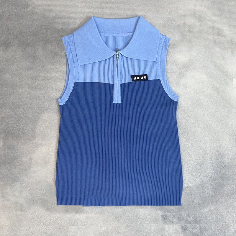 Designer Women Sleeveless Knitwear Sexy Lapel Neck Knitted Vest Spring Summer Y2K Trendy Hollow Tanks