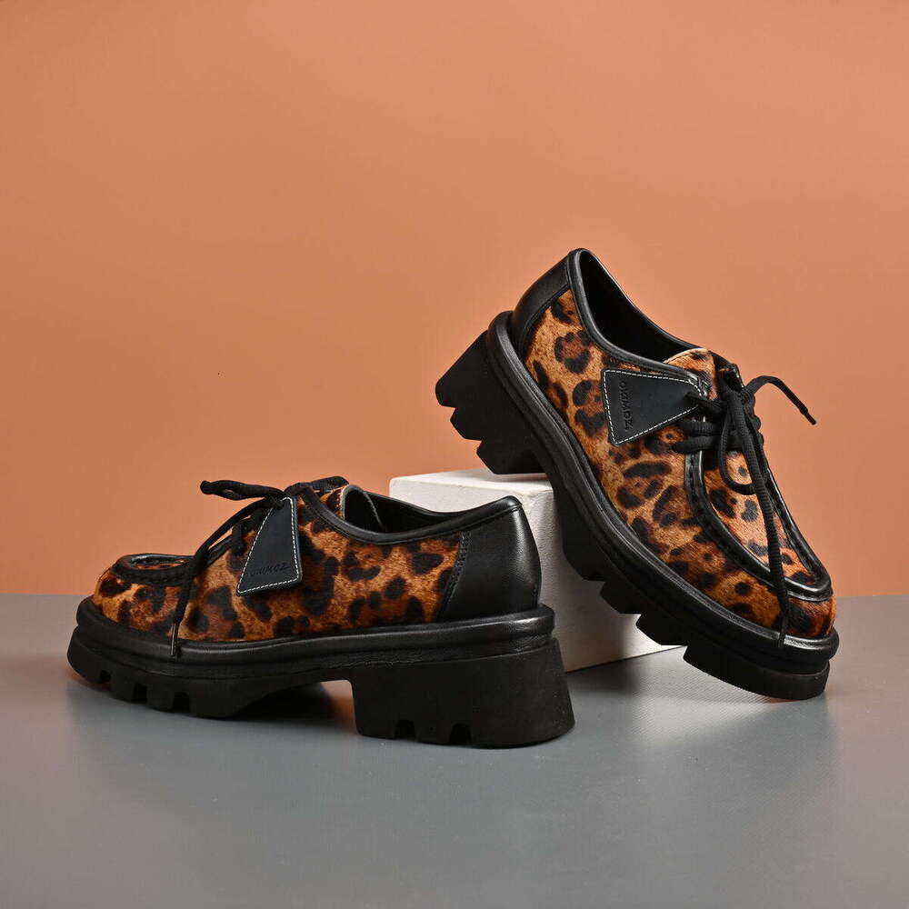 Fashion casual shoes Exotic Leopard Print Platform Oxford Shoes with Chunky Sole Okimoz