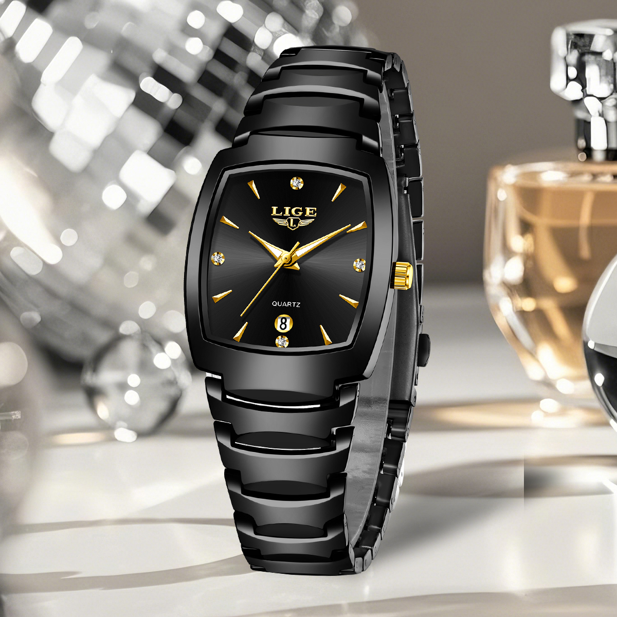 LIGE Quartz Watch Waterproof Watch Top Brand Men's and Women's Universal Style Square Case Fashion Business Watch Holiday Gift Student Watch