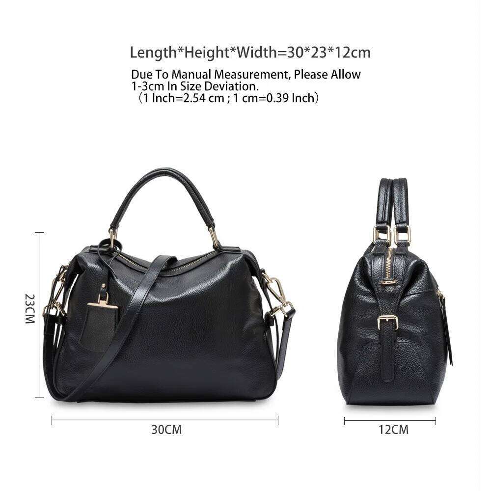 Zency Fashion Women Tote Bag 100% Genuine Leather Handbags Female Boston Charm Messenger Crossbody Purse Shoulder Bags