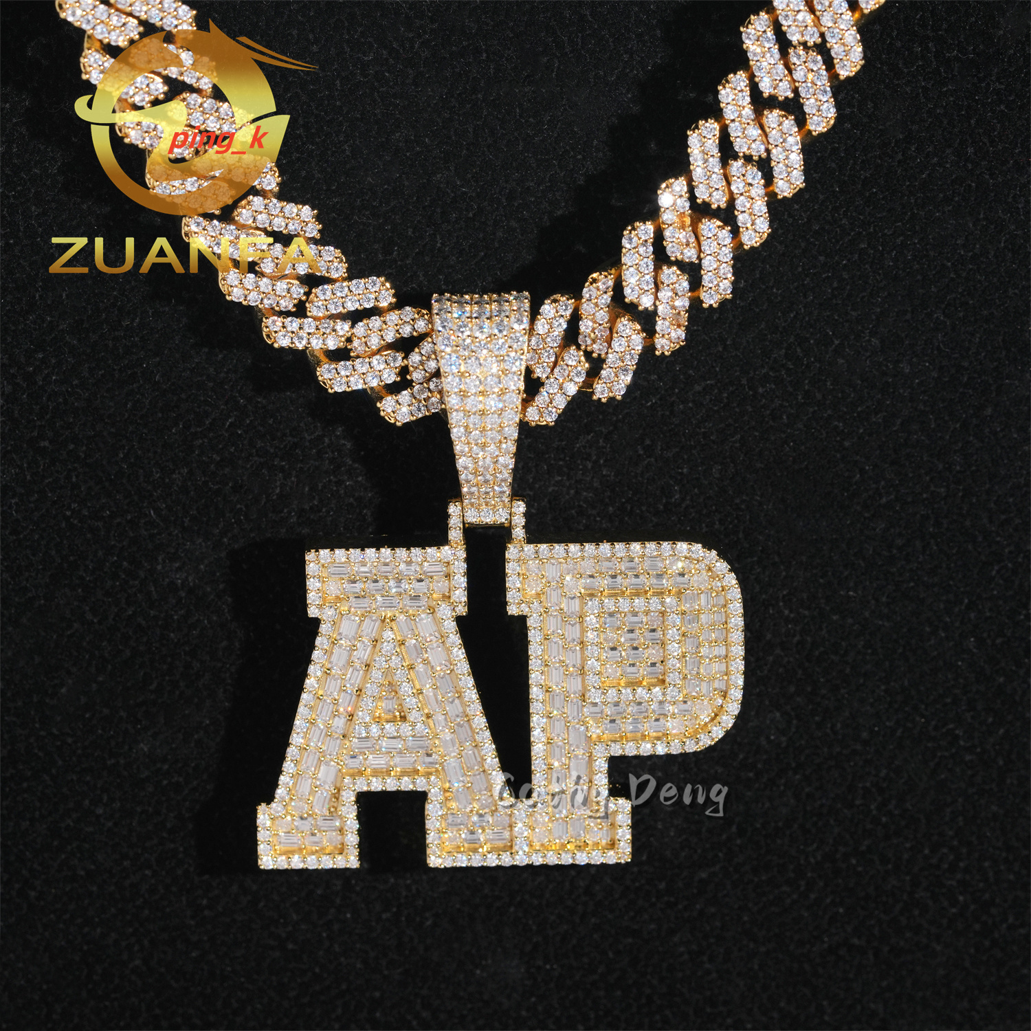 Custom Hip Hop Pendant 925 Silver Moissanite Diamond Jewelry Iced Out Letter Pendant for Cuban Link Chain