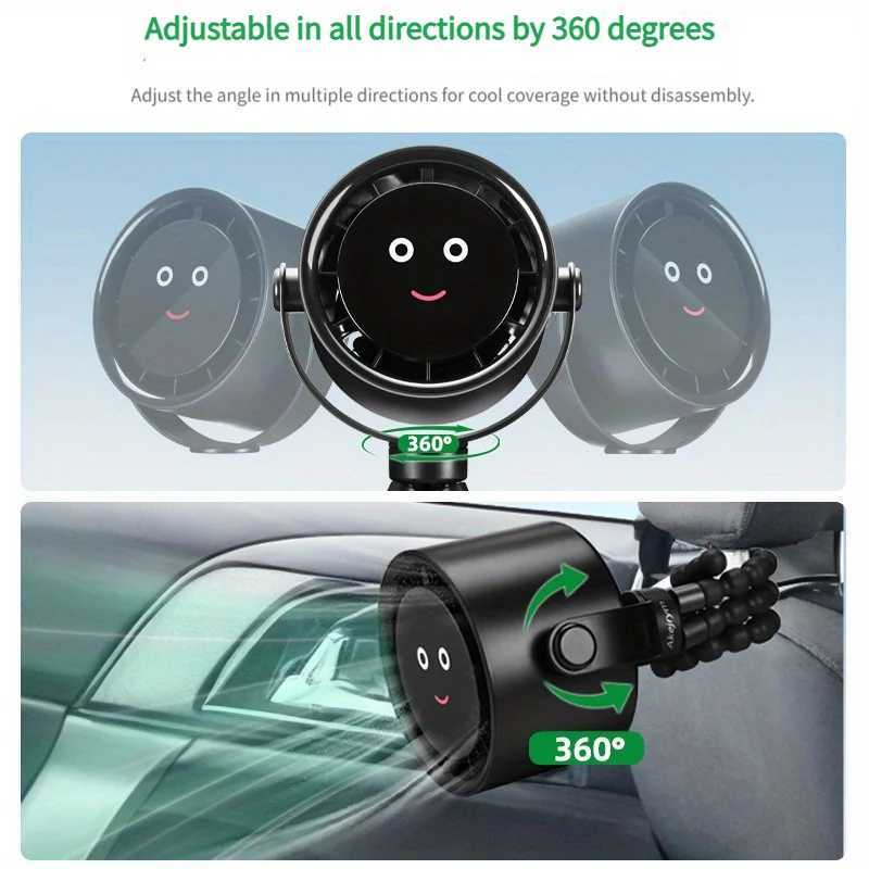 Portable USB Fan Octopus Clip Fan Baby Stroller Fan With Smiling Face Display Desktop Handheld Fan For Bedroom Student XJ250702