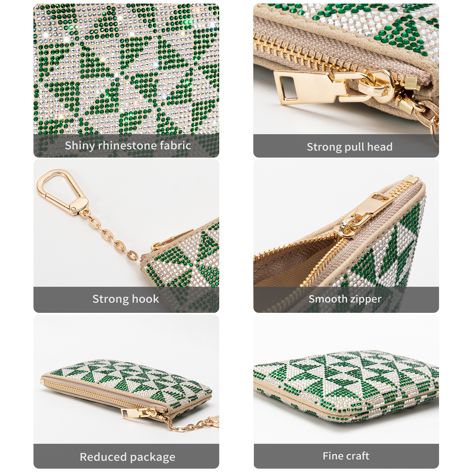 Lacel Urwebin Stylish Shiny Diamond-Studded Compact Makeup Bag