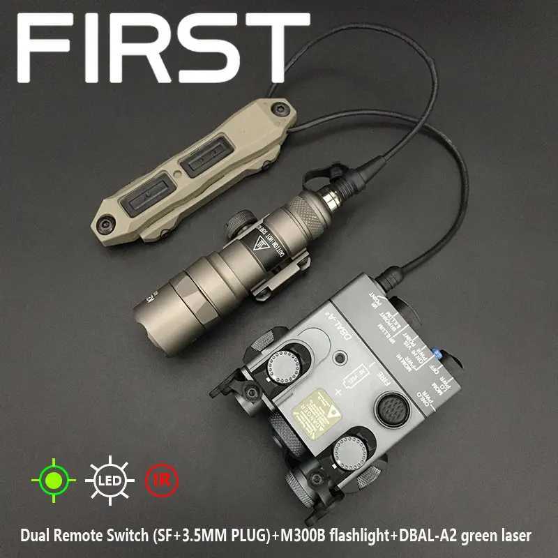 DBAL-A2 Metal Set M300B Flashlight+Dual Control Pressure Switch Combo Red Green Laser Airsoft Tactical Hunting Weapon LightXJ250701