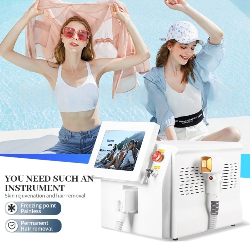 Diode Laser 808nm Hair Removal Machine Alexandrit Permanent Removal 3 wavelengths cooling Head Painless Laser Epilator