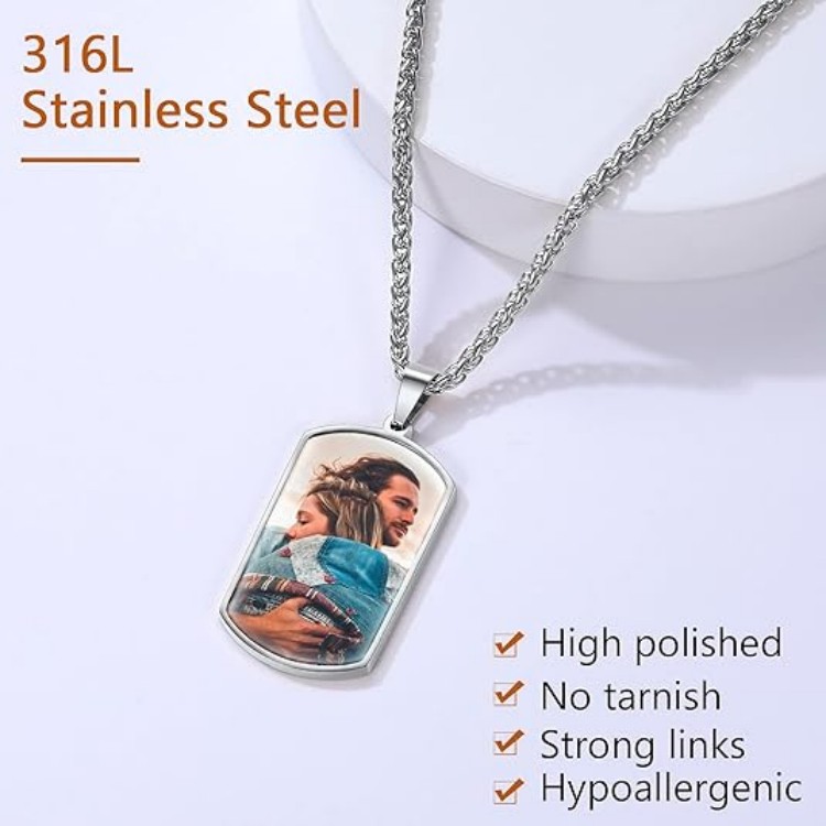 18K Gold Plated Picture Pendant Custom Text Memorial Jewelry, with Gift Box