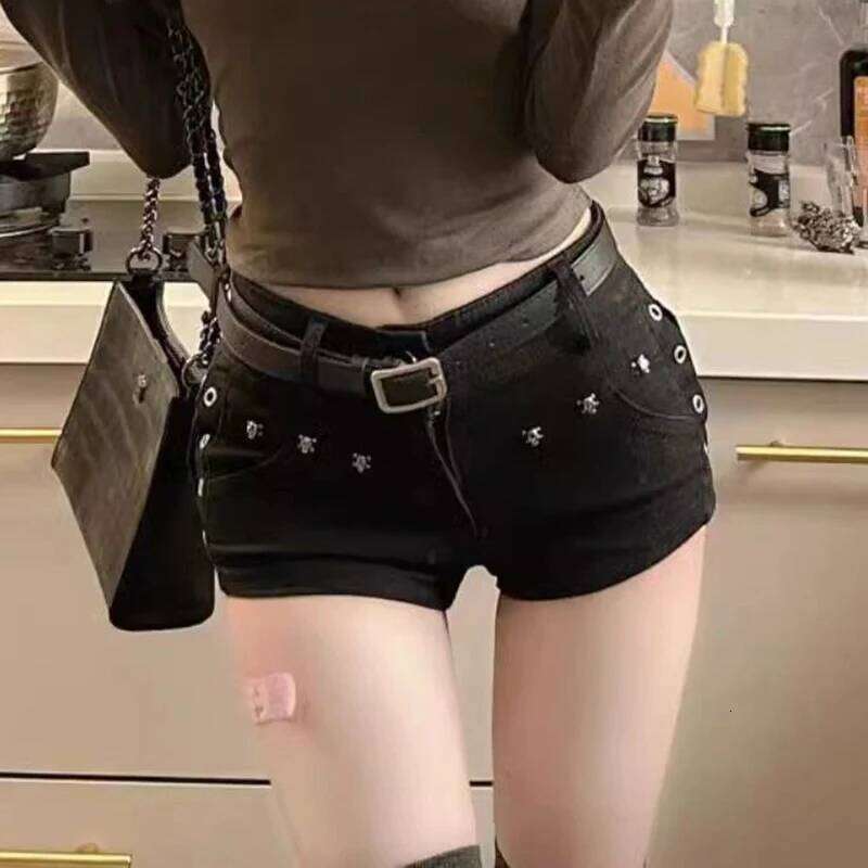 hoodie Women's Wear Woman Popular Sexy Low Waist Y2k Jeans Female Korean Fashion Mini Pants Girls Vintage Designer Gothic Black Denim Shorts jack