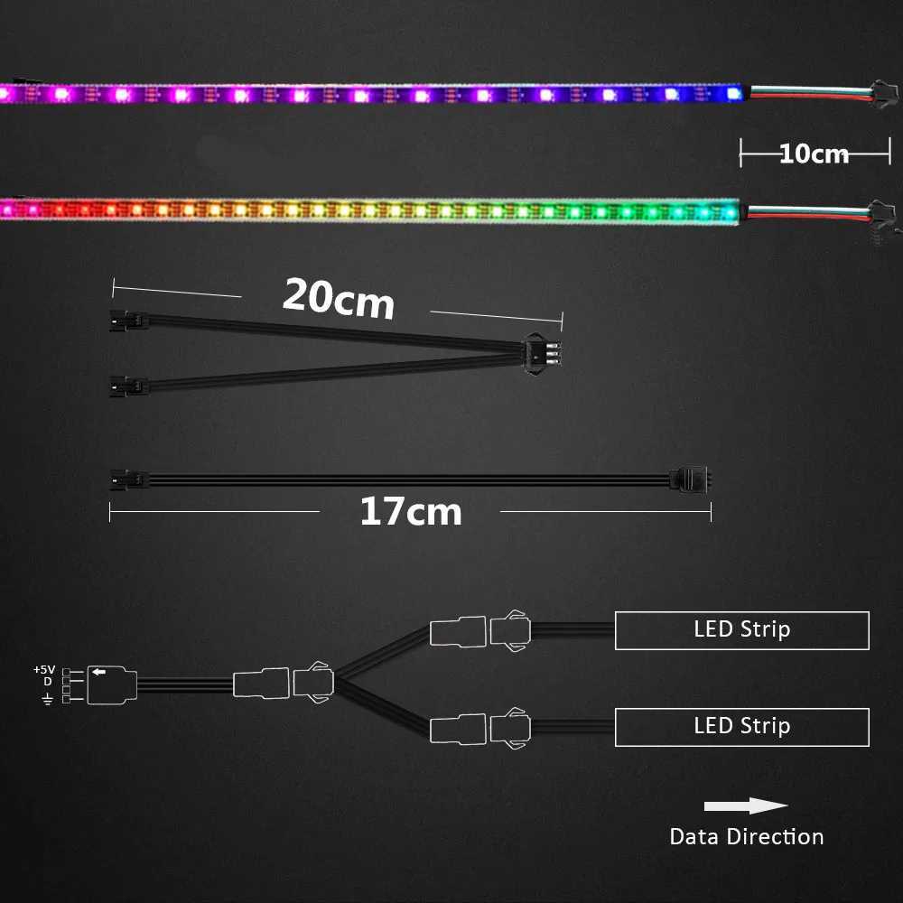 Addressable ARGB 5V LED Strip 3Pin Computer PC Case Tape Light WS2812B SMD 5050 Flexible Changeable Color Gamer Desktop Lamp W250701