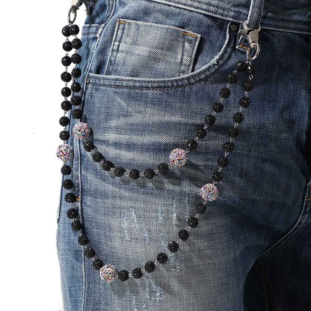 High-End Sense Men and Women Pants Chain Clay Diamond Ball Fashion Hip-Hop Waist Chain Handmade Curved Needle Body Chain