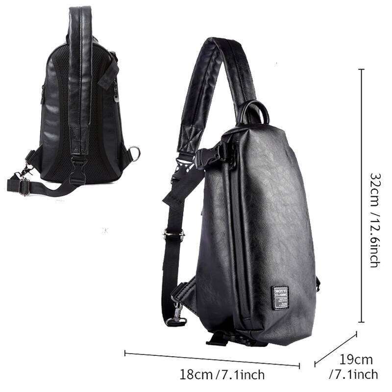 MOYYI Men's Chest Casual Messenger High Quality Leather Fashion Shoulder Bag For 7.9 Inch iPad